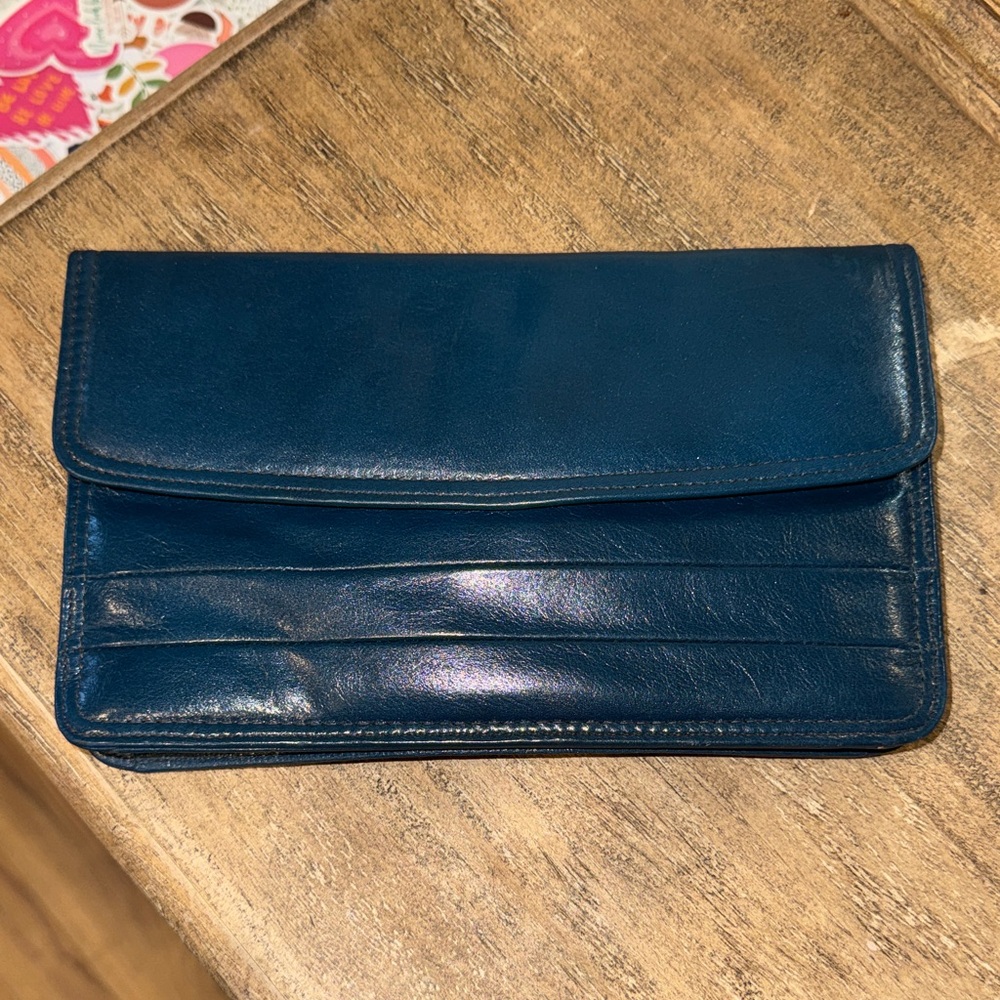 Source Unknown Navy Blue Leather Clutch Wallet